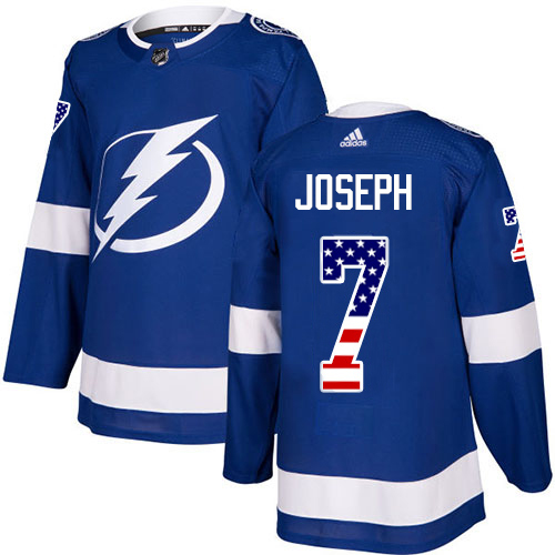 Adidas Tampa Bay Lightning Men 7 Mathieu Joseph Blue Home Authentic USA Flag Stitched NHL Jersey